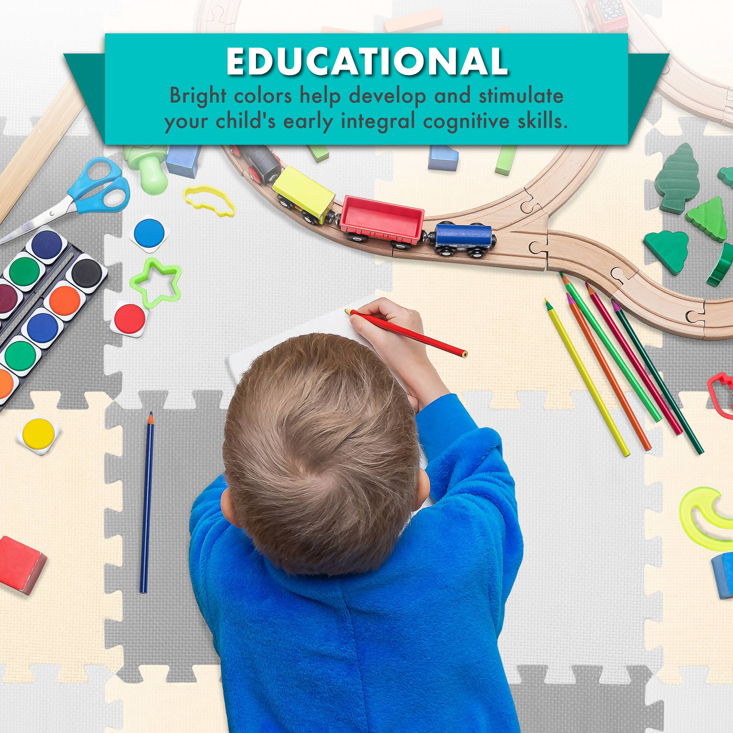 EDUCATIONAL  
Bright colors help develop and stimulate your child's early integral cognitive skills.