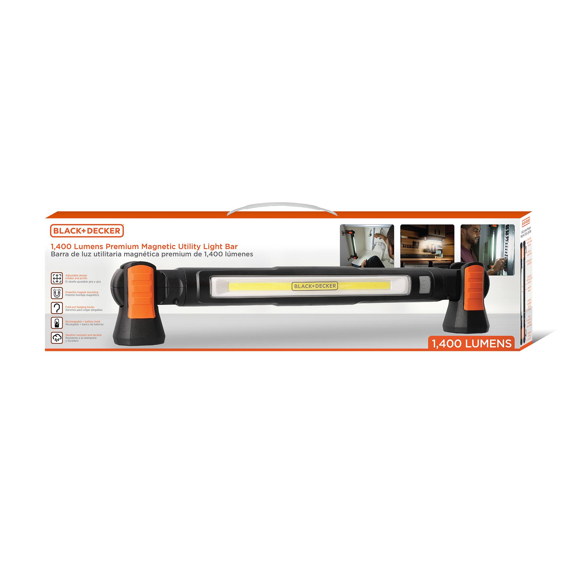BLACK+DECKER  
1,400 Lumens Premium Magnetic Utility Light Bar  
Barra de luz utilitaria magnética premium de 1,400 lúmenes  

AQUICION myink mm mailystemix. - autube gol 20 Power's magel marting Insiems minute supeta  
BLACK+DECKER  
linging - Savers MJ service pegable  
Recturqricke Saliry Let Pemper save * salmas  
Smalter - and suate Comments + shopped : Willes  
1,400 LUMENS