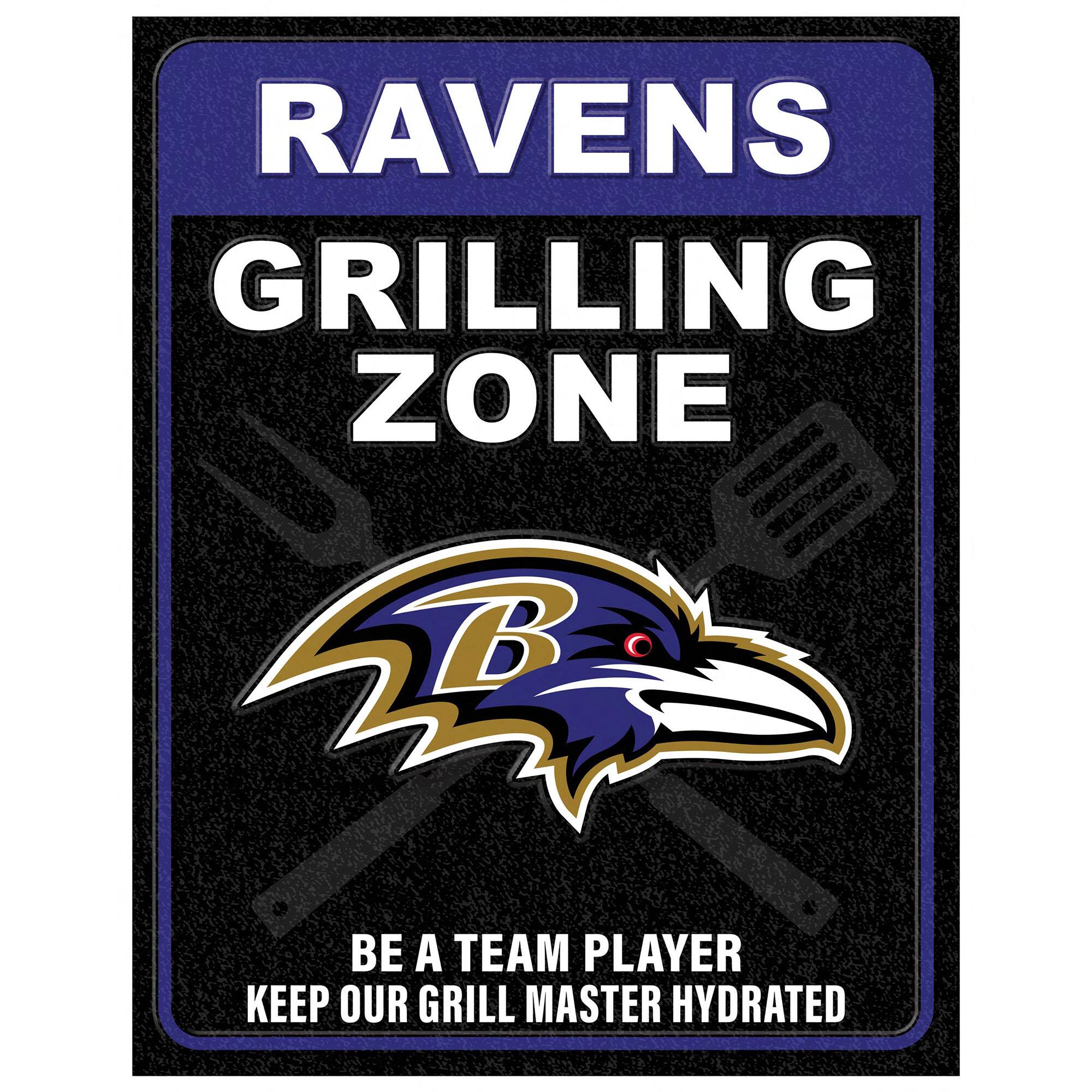 Baltimore Ravens 13" x 20" Grill Zone Metal Sign