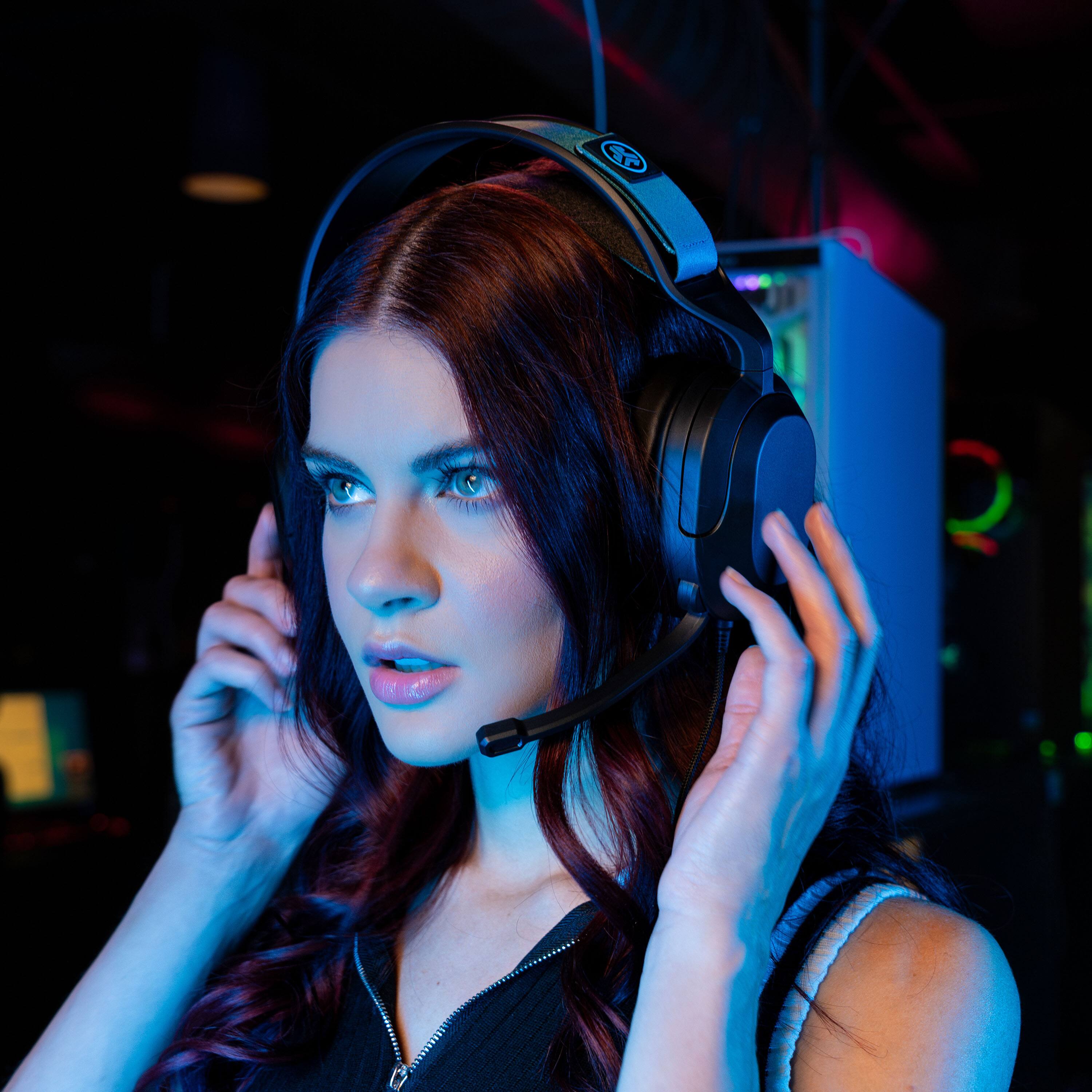 Alt View 2. JLab - Nightfall Wired Gaming Over The Ear Headset - Black.