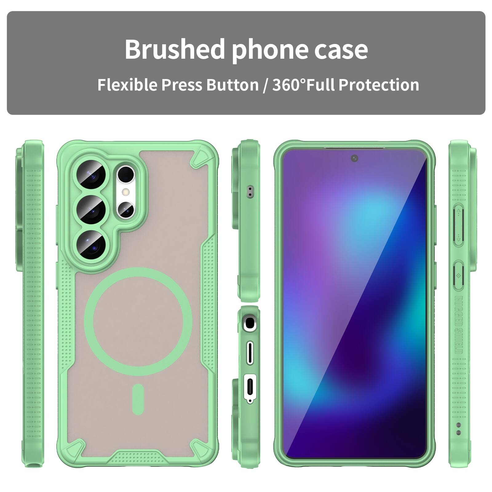 Brushed phone case  
Flexible Press Button / 360° Full Protection