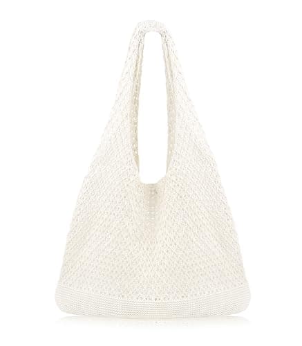 ESBANY - Crochet Beach Tote bag Summer Beach Bag for Women Aesthetic Mesh Tote Bag Hippie Bag Knit Bag - B-beige