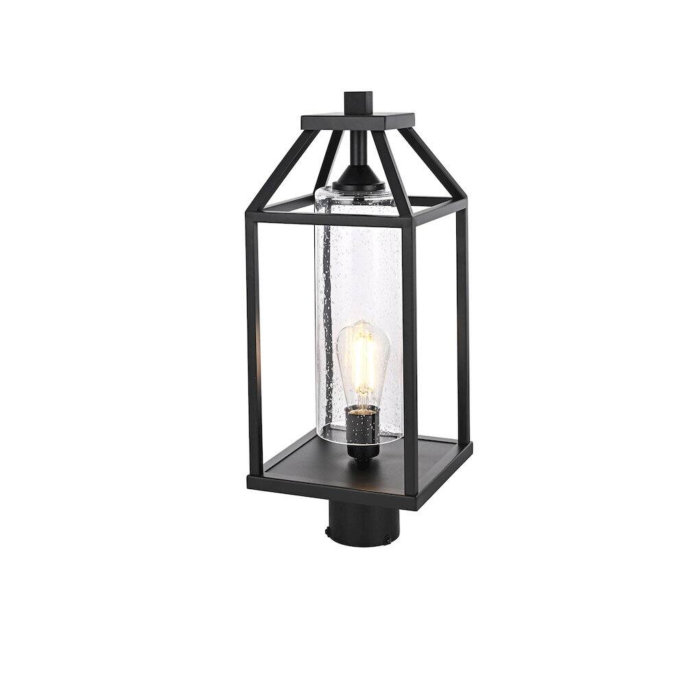 Angle. Elegant Lighting - Zora 21 inch Outdoor Post light in Black - Black And Clear.