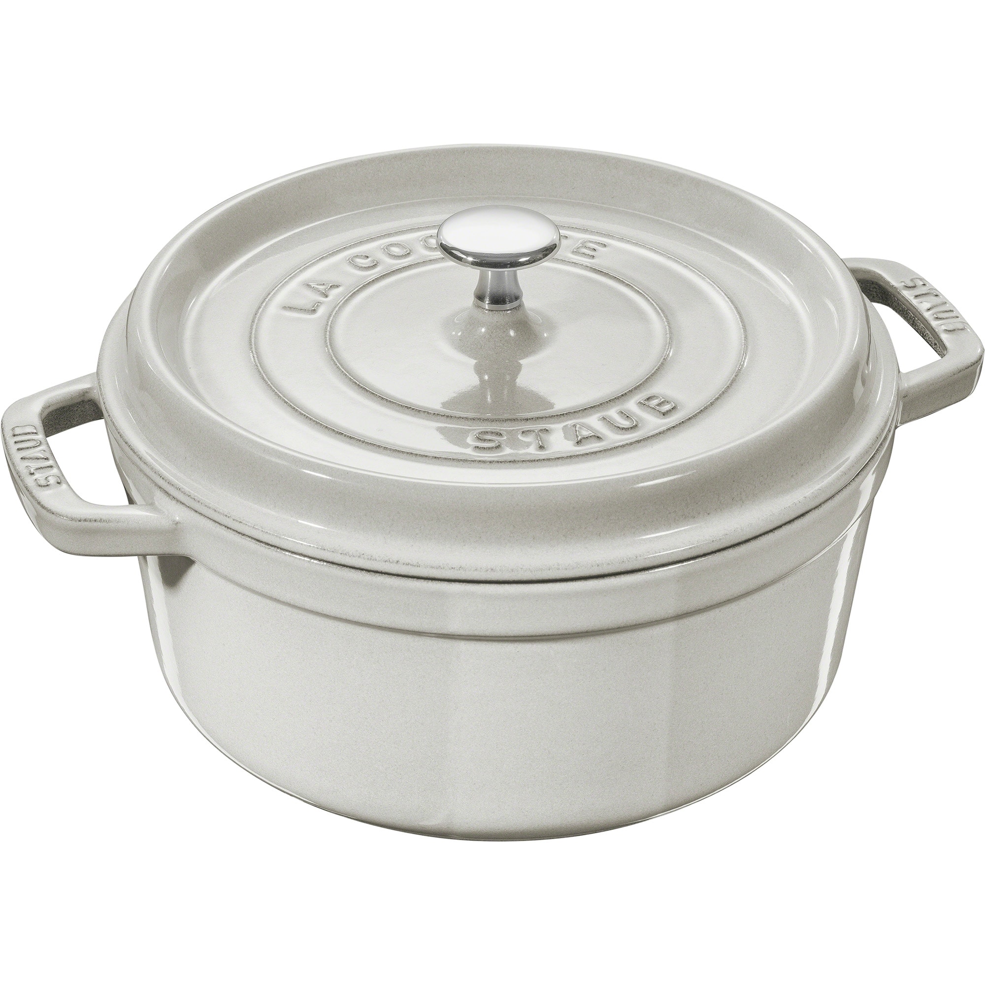 Photos - Fireplace Box / Freestanding Stove Staub  Cast Iron Round Cocotte, Dutch Oven, 4-quart, serves 3-4, Made in France - White Truffle 11024107 