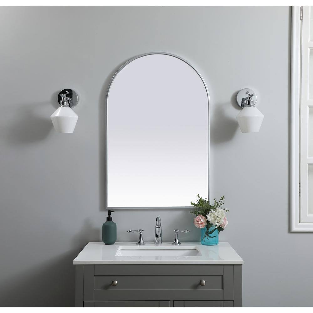 Alt View 2. Elegant Decor - Metal Frame Arch Mirror 24x36 Inch in Silver - Silver.