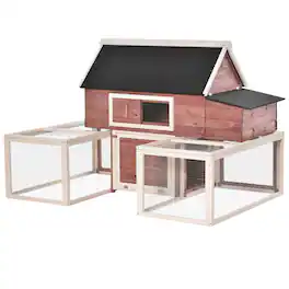 Pawhut - Chicken Coop, Outdoor Chicken Cage Poultry Hen House with Nesting Box, Double Runs