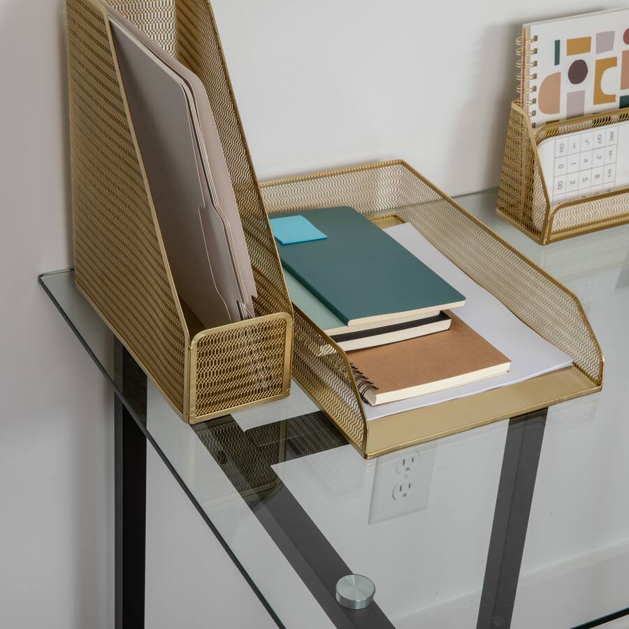 Cohesive Paper Example Martha Stewart Ryder Mesh Metal Desktop Tray Organizer Set Gold HH ...
