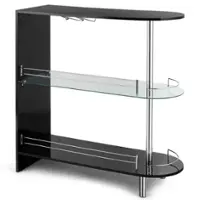 Costway - Wine Rack Unit w/Tempered Glass Shelf & Glass Holders Glossy - Black - Front_Zoom