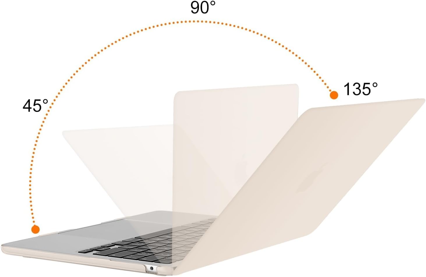 Back. mosiso - Case for 2026-2022 MacBook Air 13 inch Case M5 A3449 M4 A3240 M3 A3113 M2 A2681, Shell&Keyboard Cover&Screen Film&Pouch - Beige.