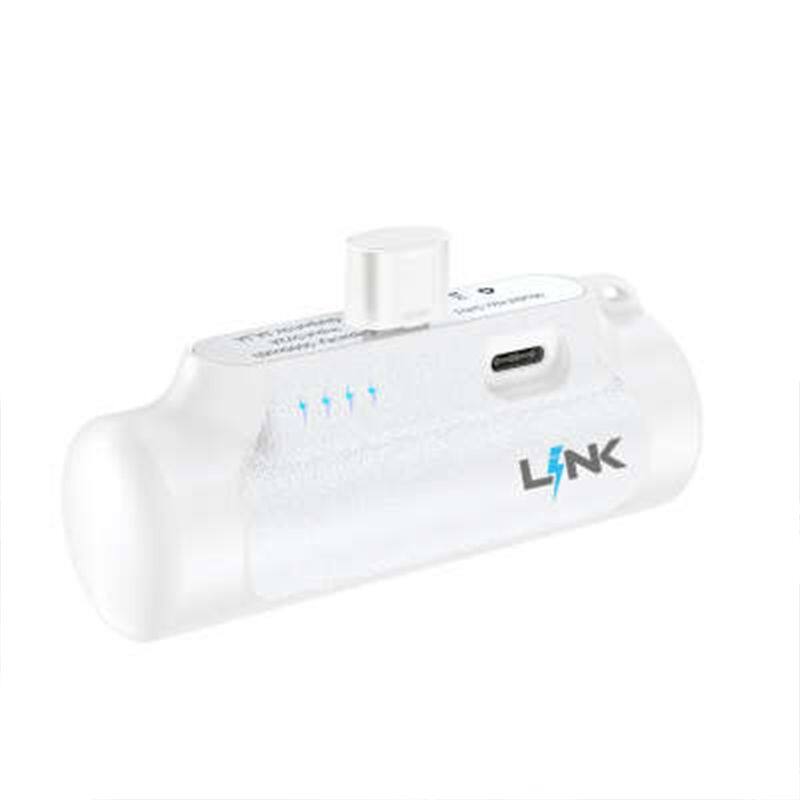 Front. Link - Link Small Portable Slim 5000mAh Battery Power Bank Super Compact External Charger Made for Apple iPhones Airpods White - White.