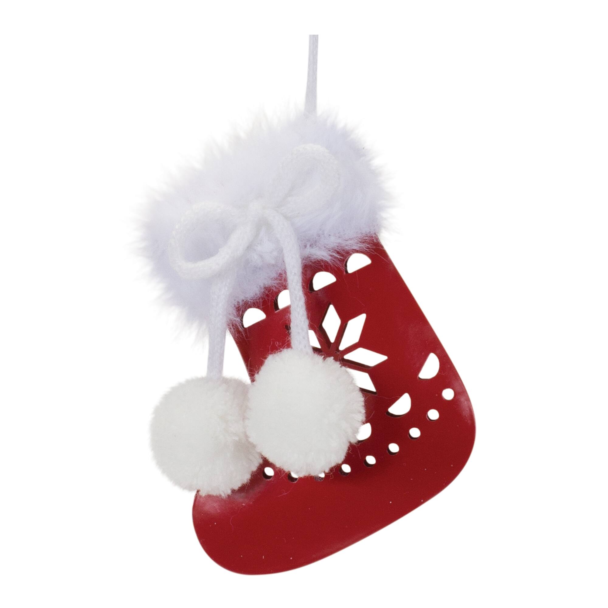 Left. BreeBe - Snowflake Mitten and Stocking Ornament (Set of 12) - Red, White.