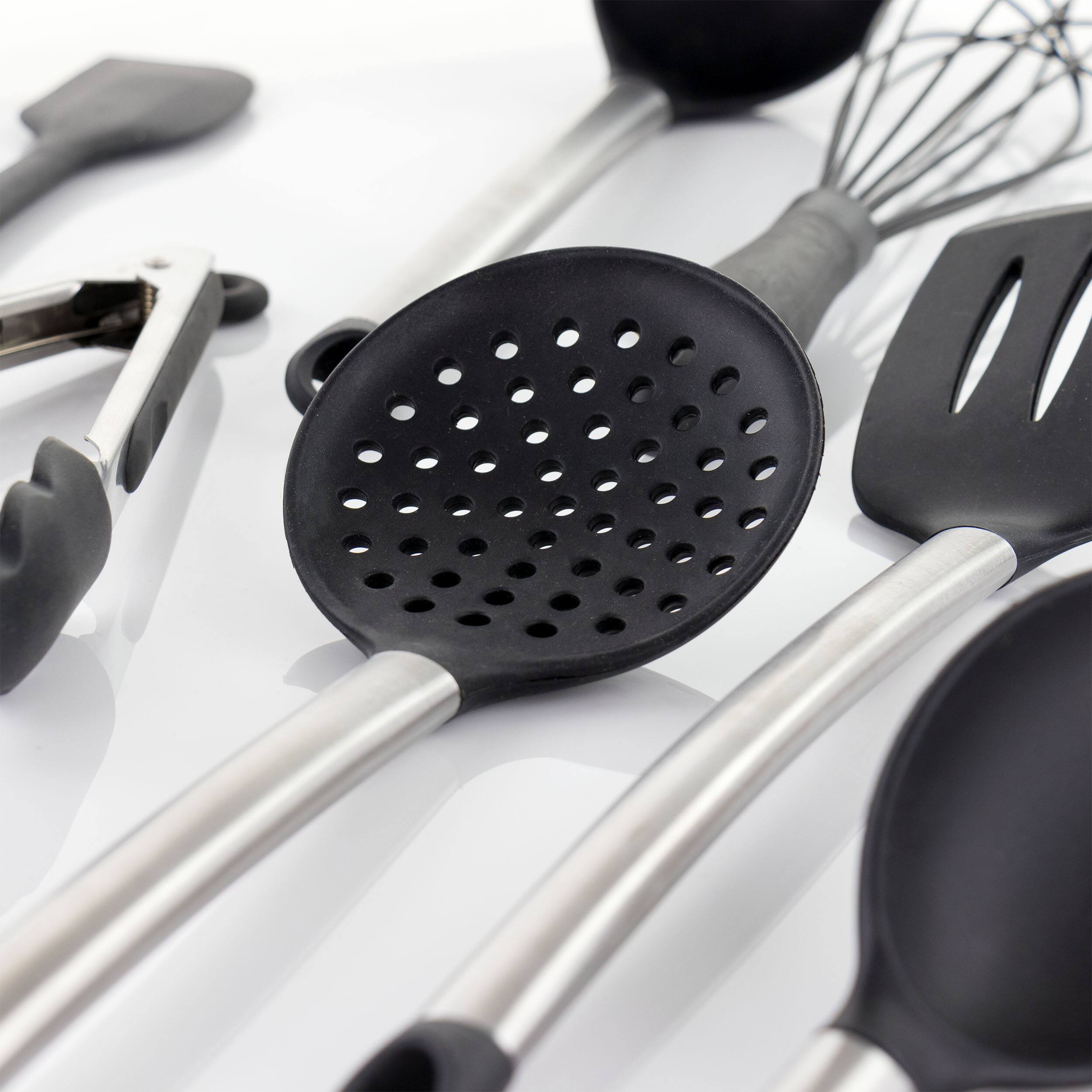 Alt View 8. MegaChef - MegaChef Gray Silicone and Stainless Steel Cooking Utensils, Set of 14 - Gray.