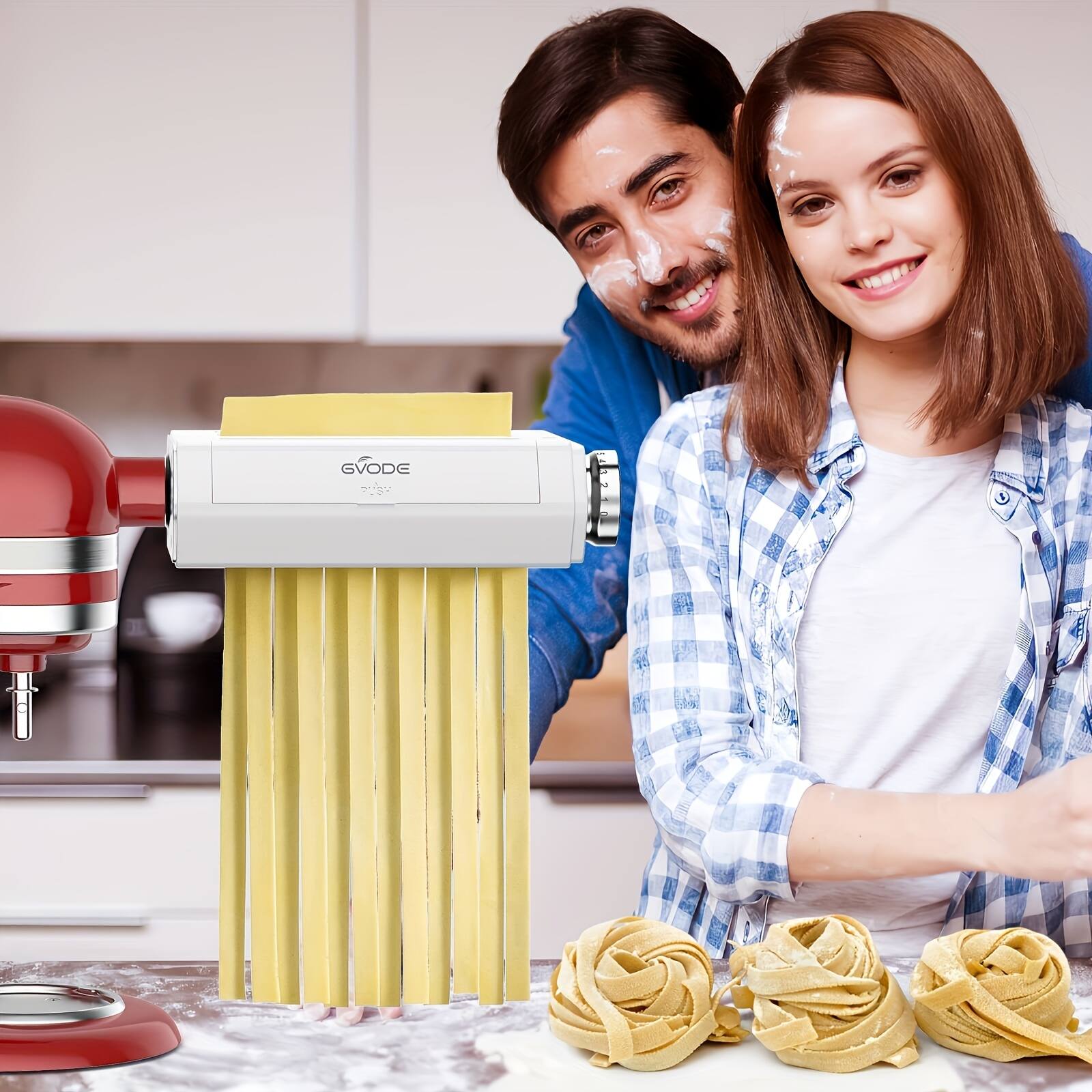 Alt View 5. Gvode - Gvode 3-in-1 Pasta Attachment, Compatible with KitchenAid®, Roller & Cutters, Cleaning Brush - White.