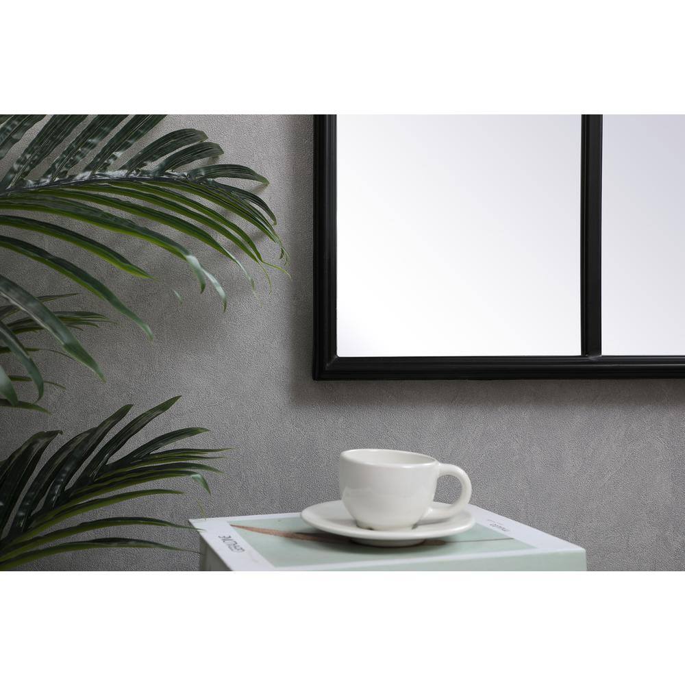 Back. Elegant Decor - Metal windowpane mirror 36 inch x 53 inch in Black - Black.