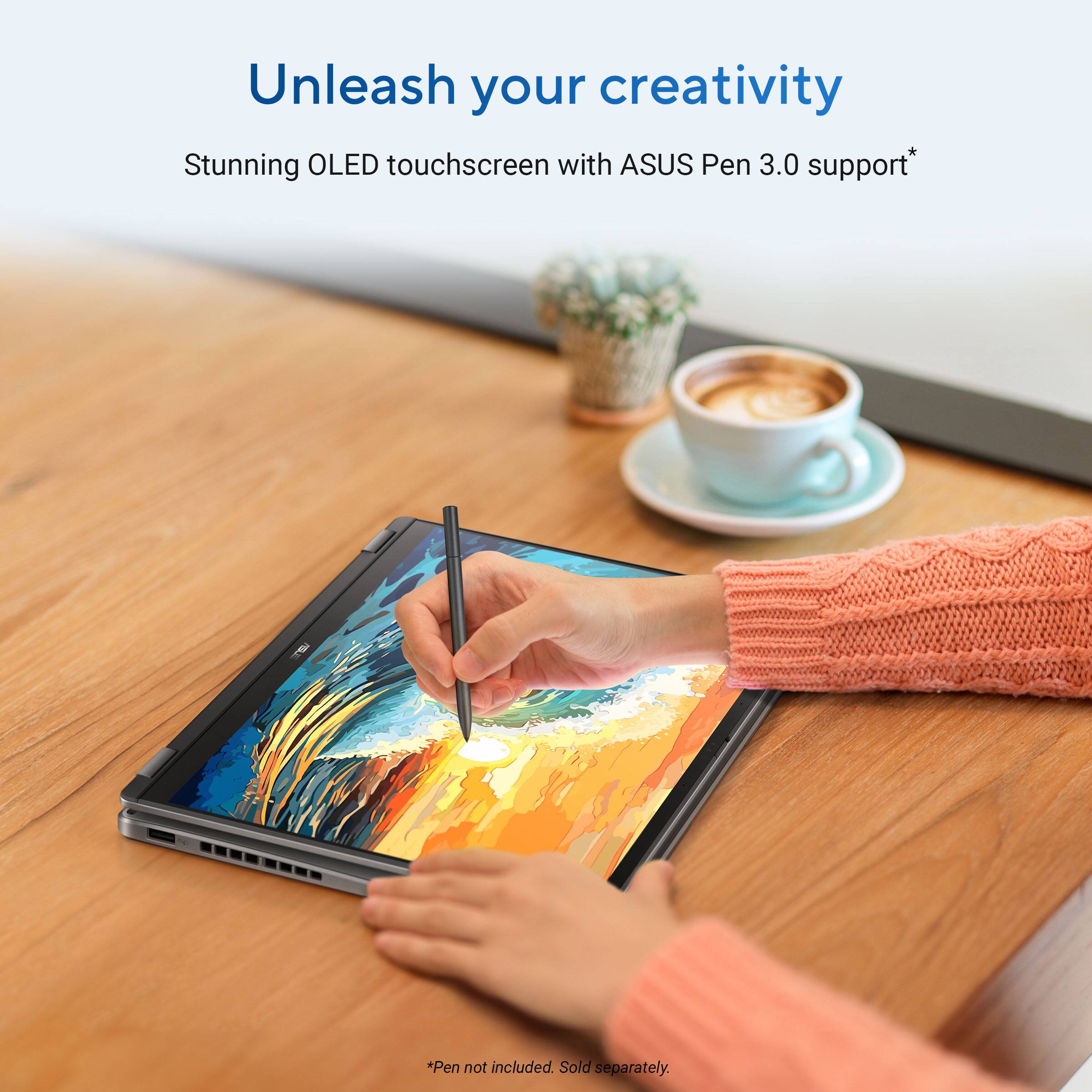 Unleash your creativity

Stunning OLED touchscreen with ASUS Pen 3.0 support*

*Pen not included. Sold separately.