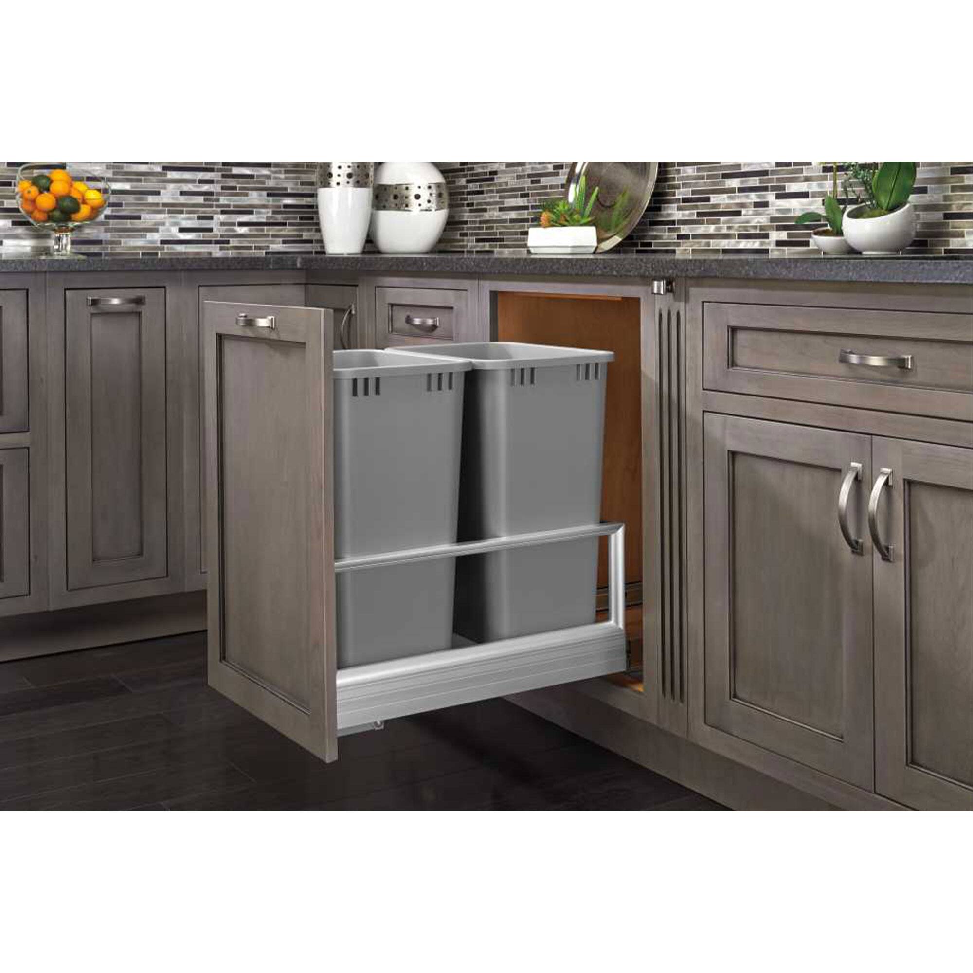 Alt View 1. Rev-A-Shelf - Rev-A-Shelf Double Pullout Kitchen Trash Can 50 qt., Silver, 5149-2150DM-217 - Silver.