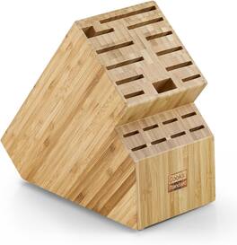 Cooks Standard - Classic Bamboo Cutlery Block Holder without Knives, X-Large Universal Countertop Butcher Block,Nature Bamboo, 20 Slot - banmoo