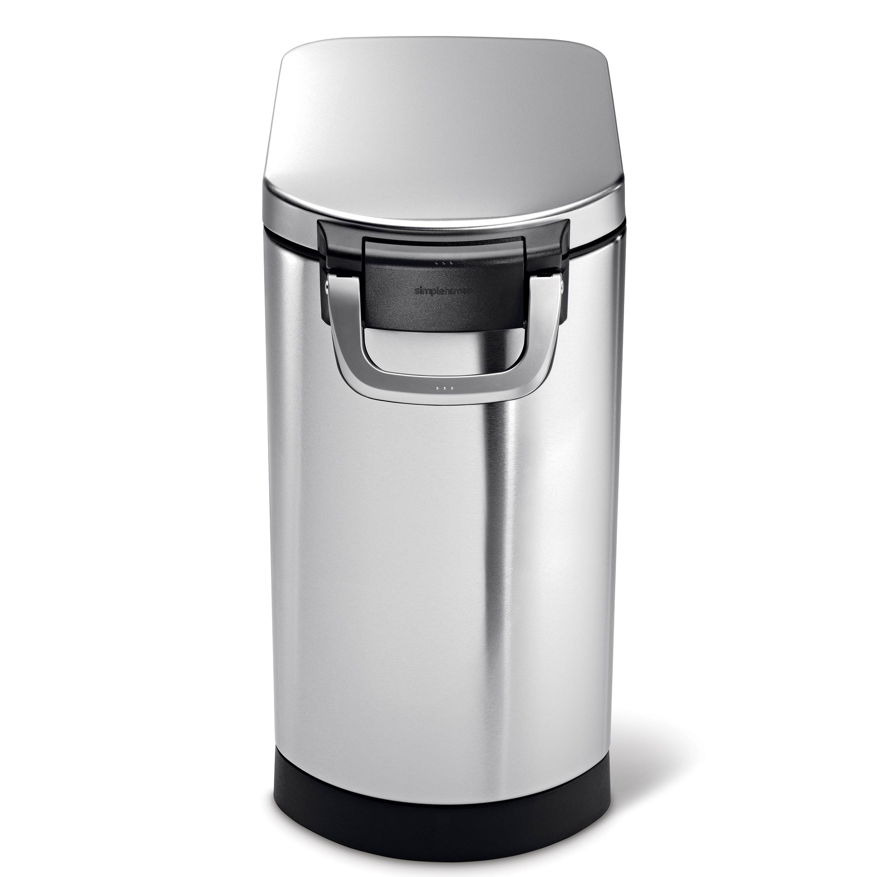 Alt View 1. simplehuman - large pet food can, brushed stainless steel - Brushed.