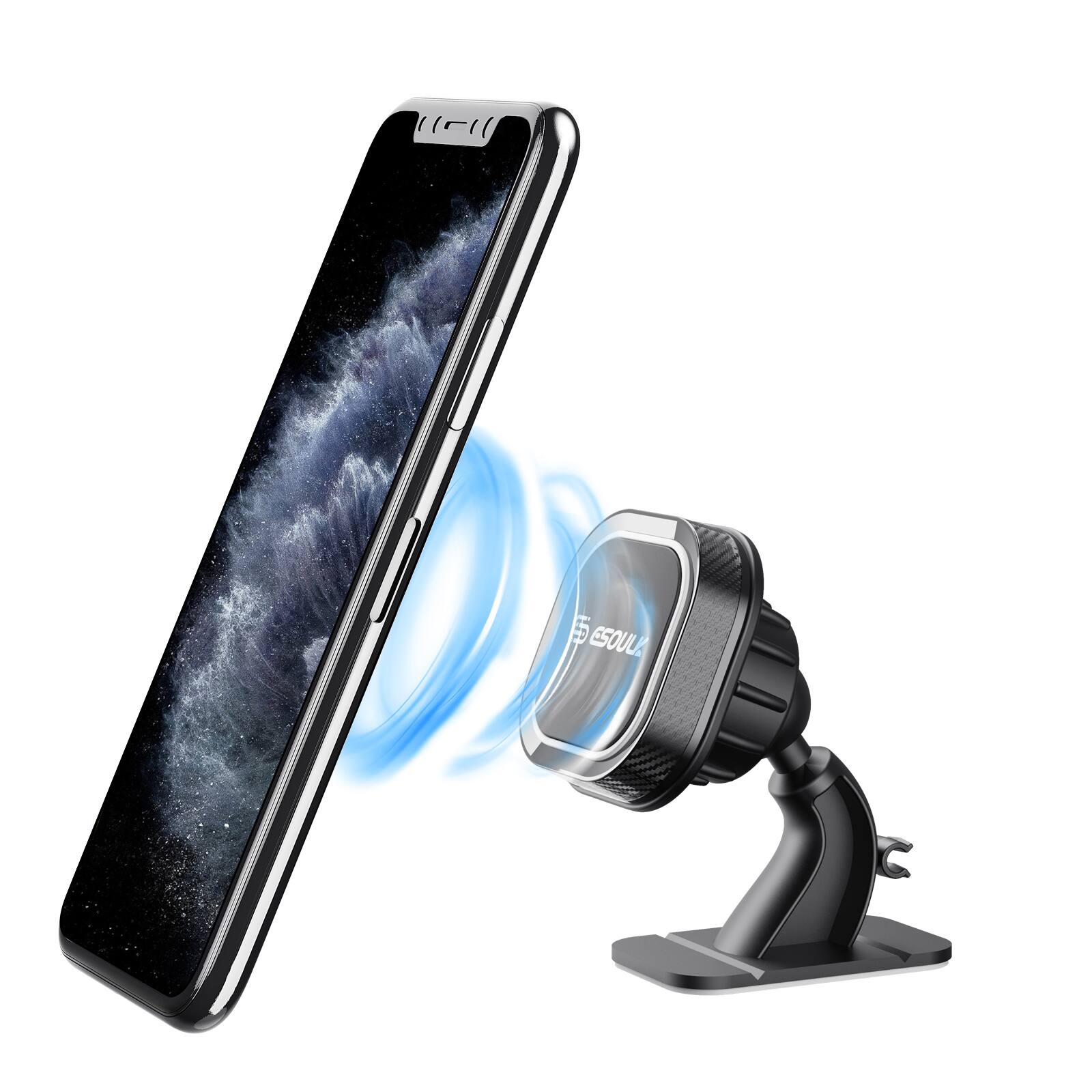 Alt View 5. Esoulk - Universal Magnetic Car Phone Holder Mount Stick On Dashboard, Multi Surface - Black.