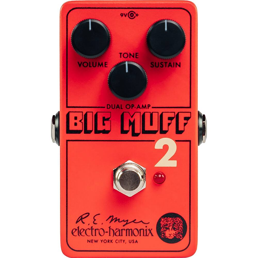 9V o + TONE VOLUME SUSTAIN DUAL OP-AMP BIG MUFF 2 R.E. Myer electro-harmonix NEW YORK CITY, USA