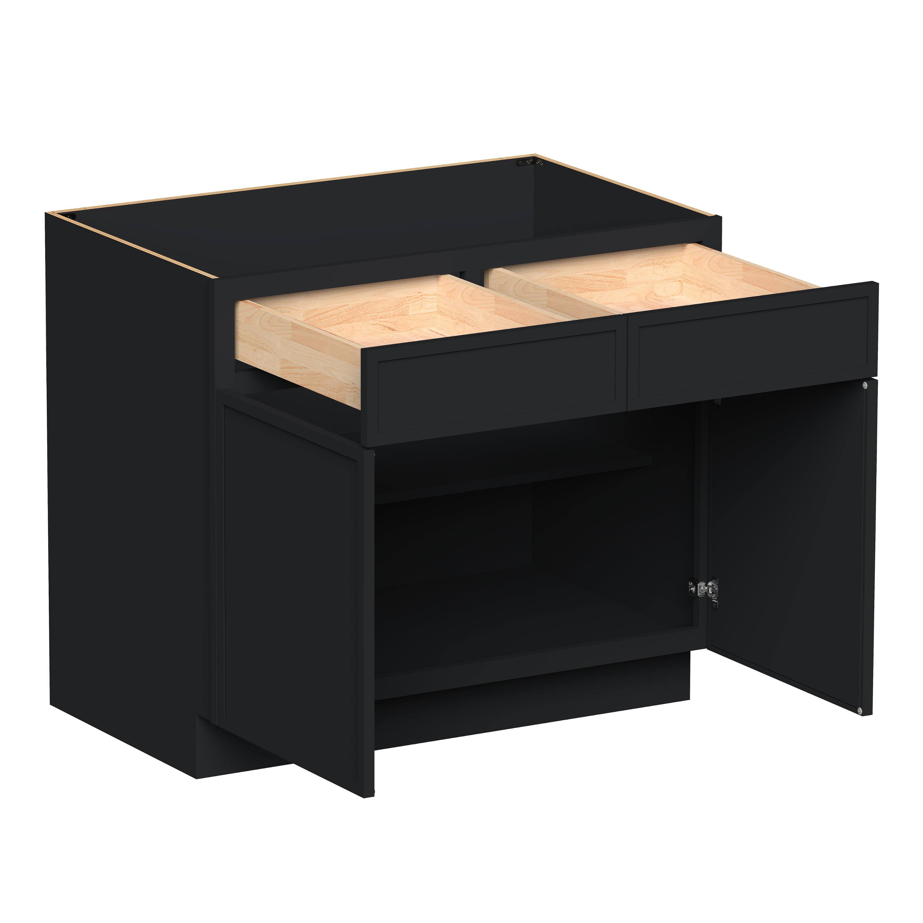 Angle. Boyel Living - 39-in W x 34.5-in H x 24-in D Shaker RTA Kitchen Base Cabinet with Soft-Close - Black.