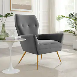 Renata Button Tufted Performance Velvet Armchair by Modway - Gray