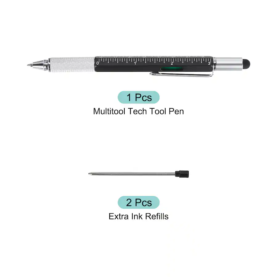 Unique Bargains 6 in 1 Metal Multitool Tech Pen with Ballpoint, Ruler ...