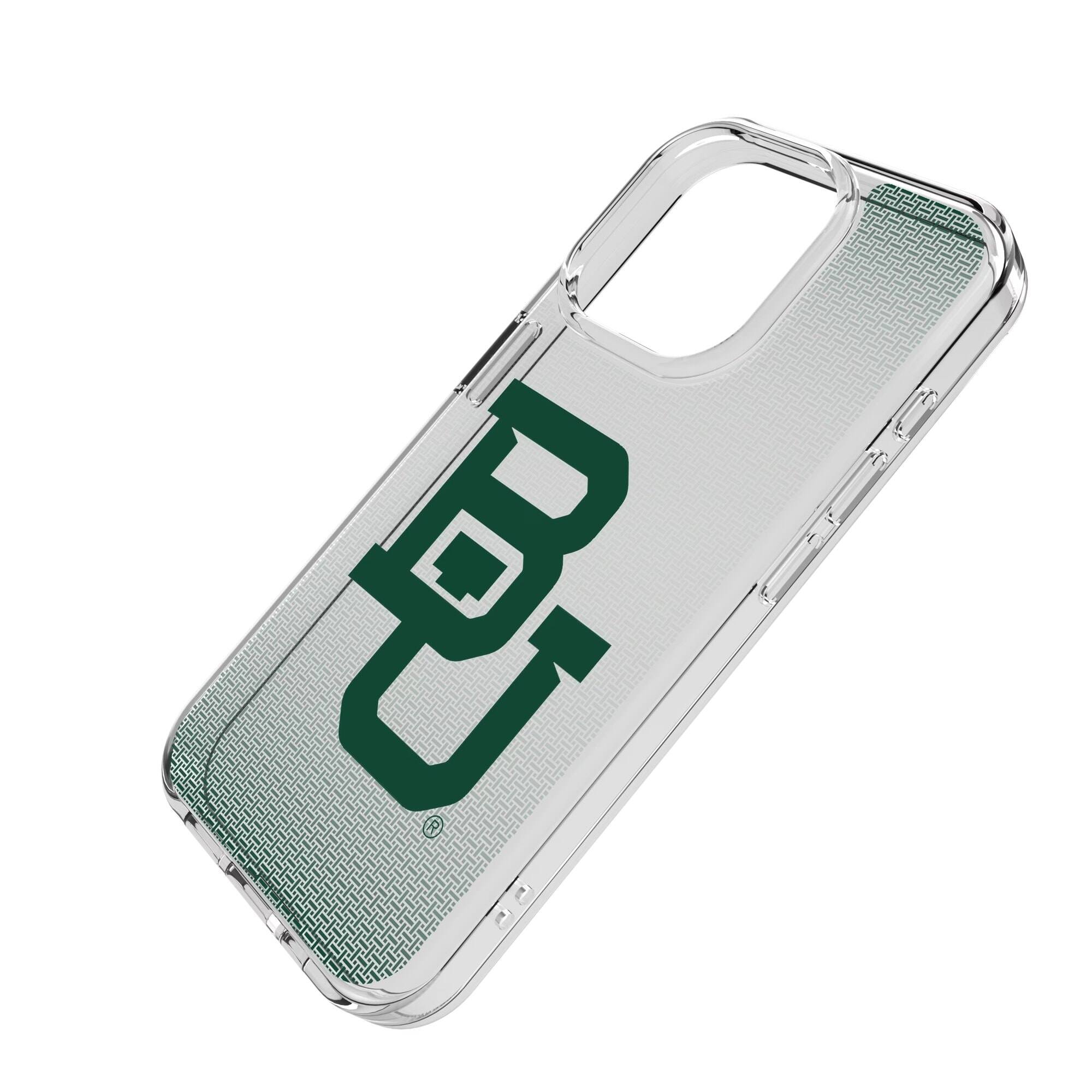 Alt View 1. Keyscaper - Baylor Bears Linen Logo iPhone Clear Case - 15 Plus - Multicolor.