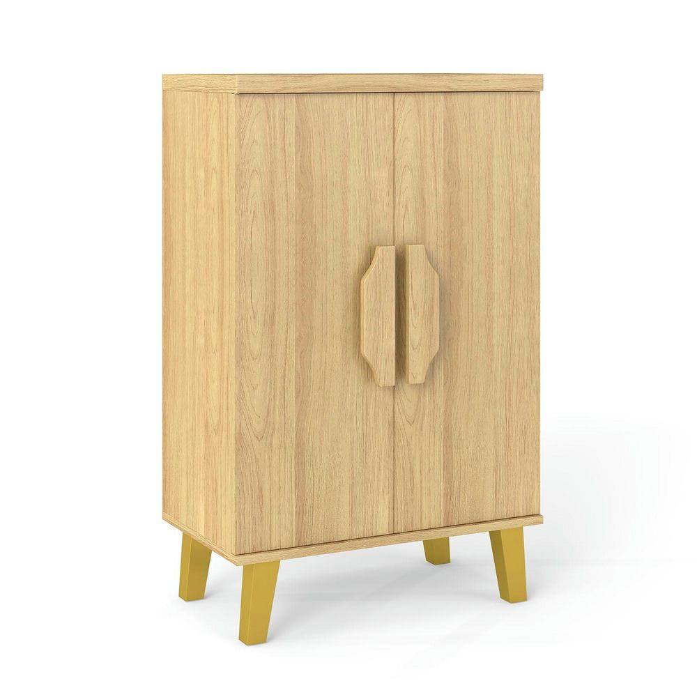 Front. Kadyn - Buffet Cabinet with Double Doors and Elevated Raised Leg Design, Natural - Brown.