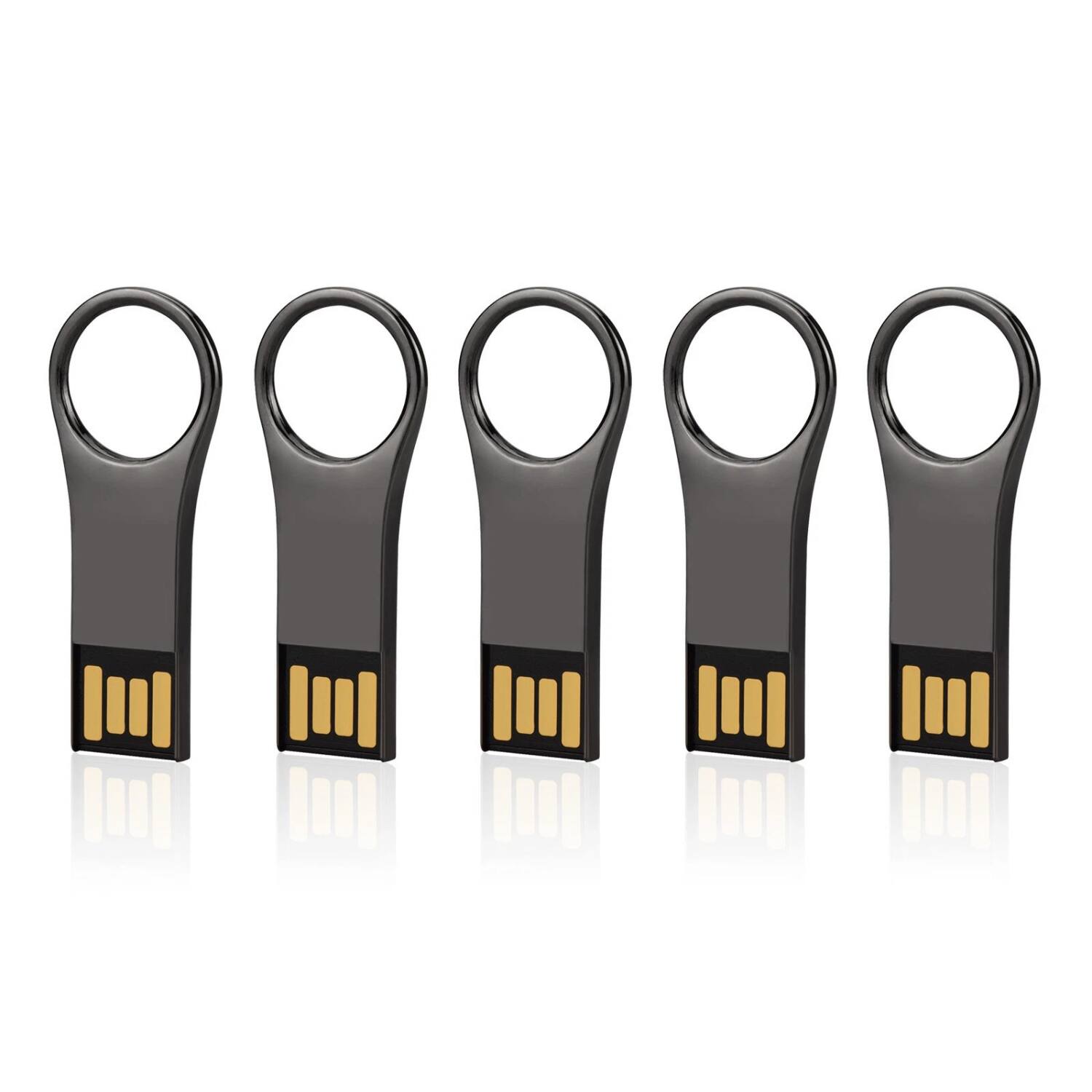 Angle. Stock Preferred - 10-Pack 64GB USB 2.0 Metal Waterproof Flash Drives - Black.