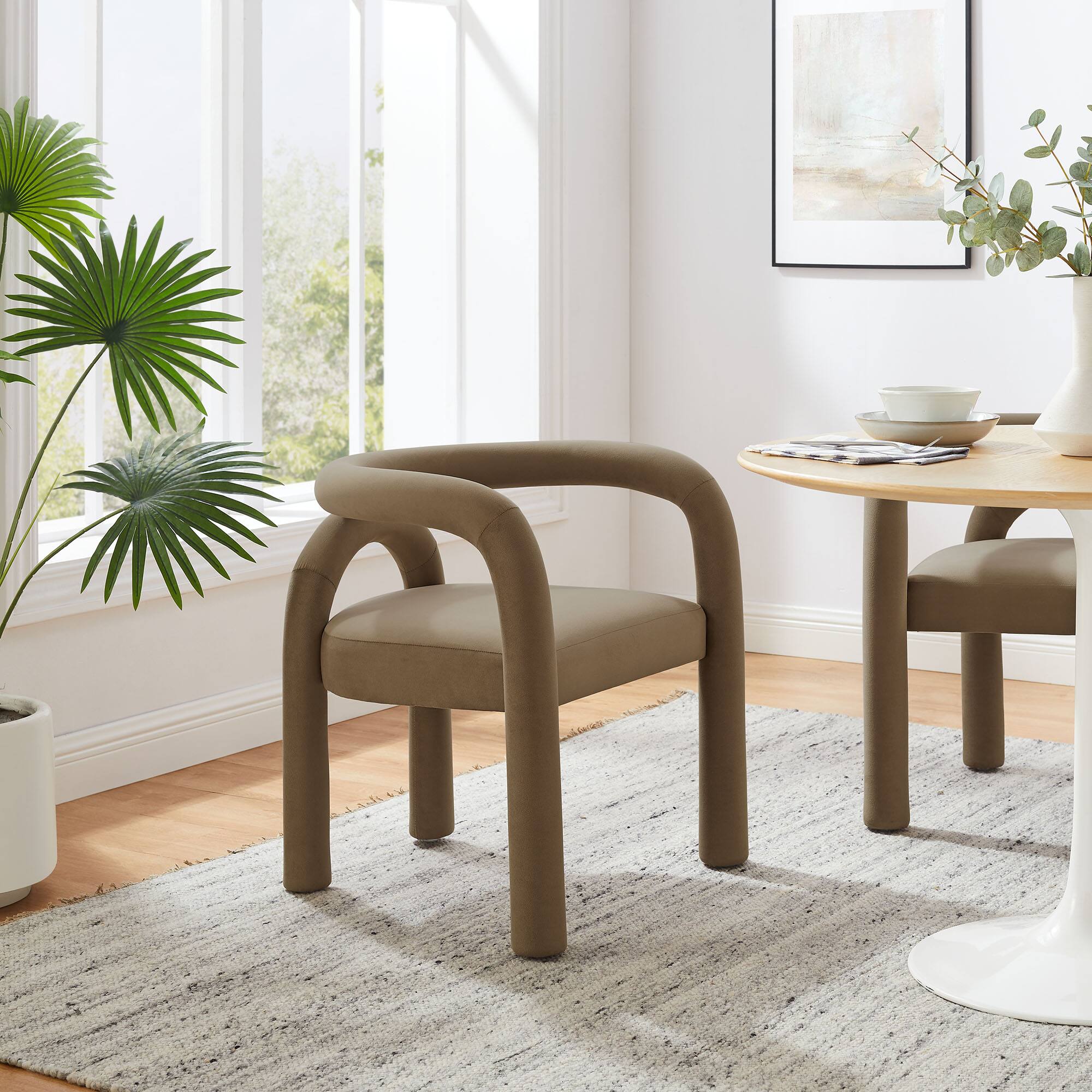 Alt View 4. Modway - Astrid Performance Velvet Dining Chair by Modway - Brown.