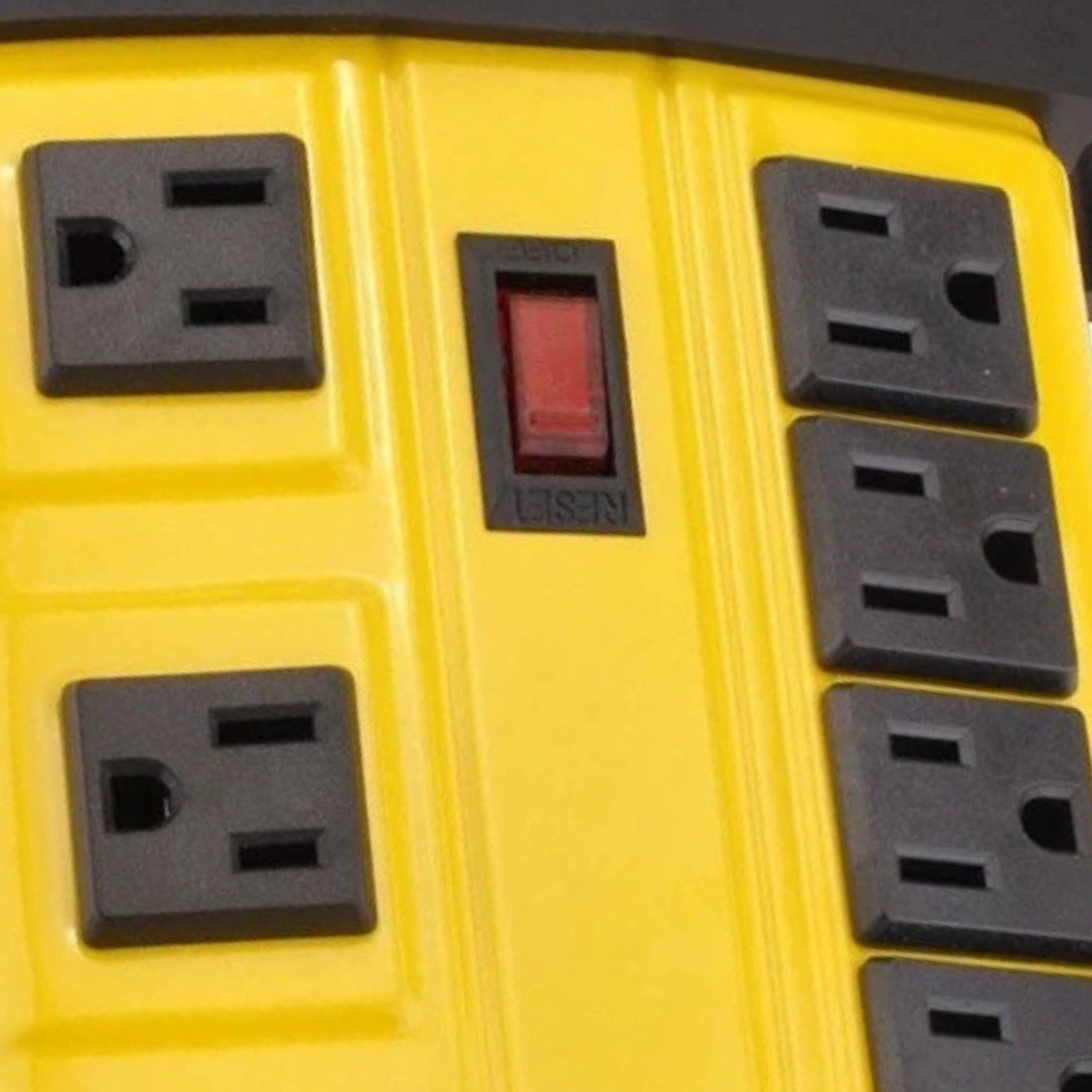 Angle. Kitcheniva - 8 Outlet Metal Power Strip Surge Protector 3ft 15A 125V 300J - Yellow.