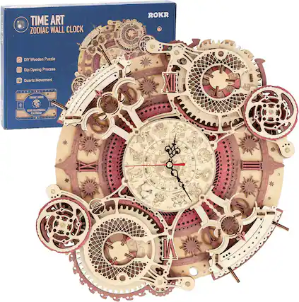TIME ART ZODIAC WALL CLOCK
ROKR
DIY Wooden Puzzle
Dip Dyeing Process
Quartz Movement
ZODIAC SIGNS
GEAR ADJUSTABLE CALENDAR