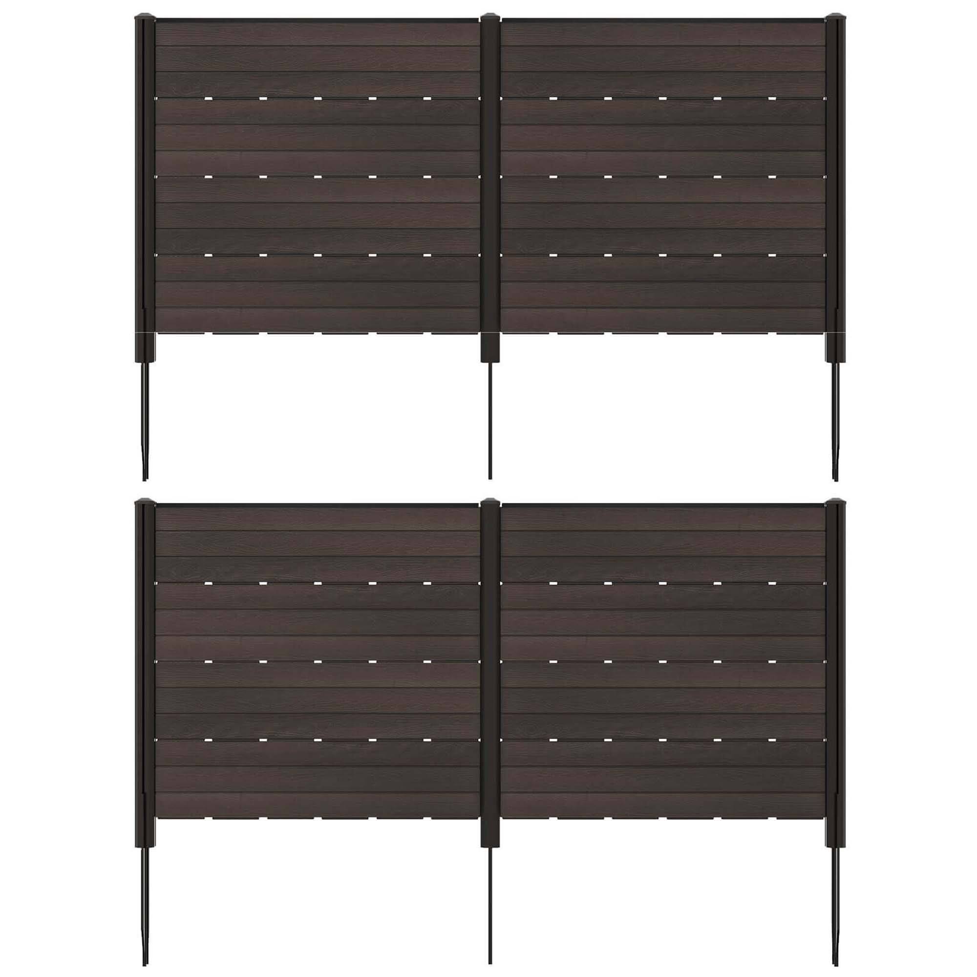 Costway - 2 PCS 48" L x 46" H Air Conditioner Fence Outdoor Privacy Fence Screen - Brown
