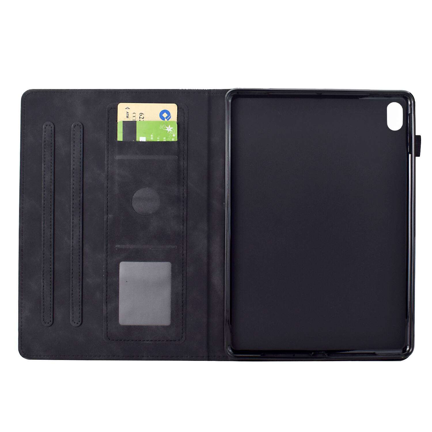 Left. Dteck - Shockproof Folio Case for Apple iPad (10th Generation) 10.9" 2022 with Smart Sleep Wake, PU Leather Stand Wallet Cover - Black.