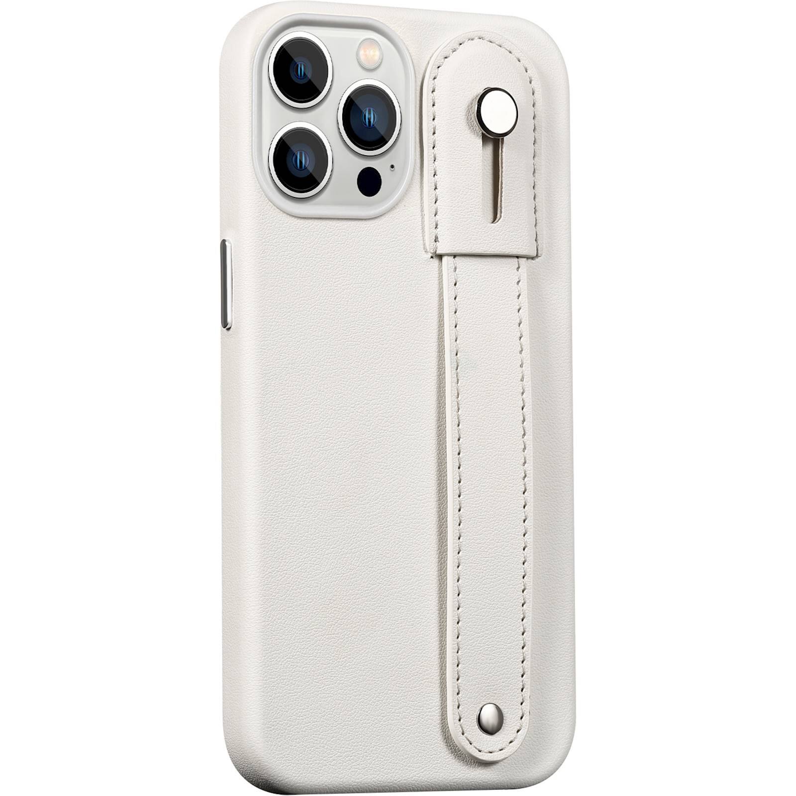 Angle. SaharaCase - FingerGrip Series Case with Strap for Apple iPhone 13 Pro - White.