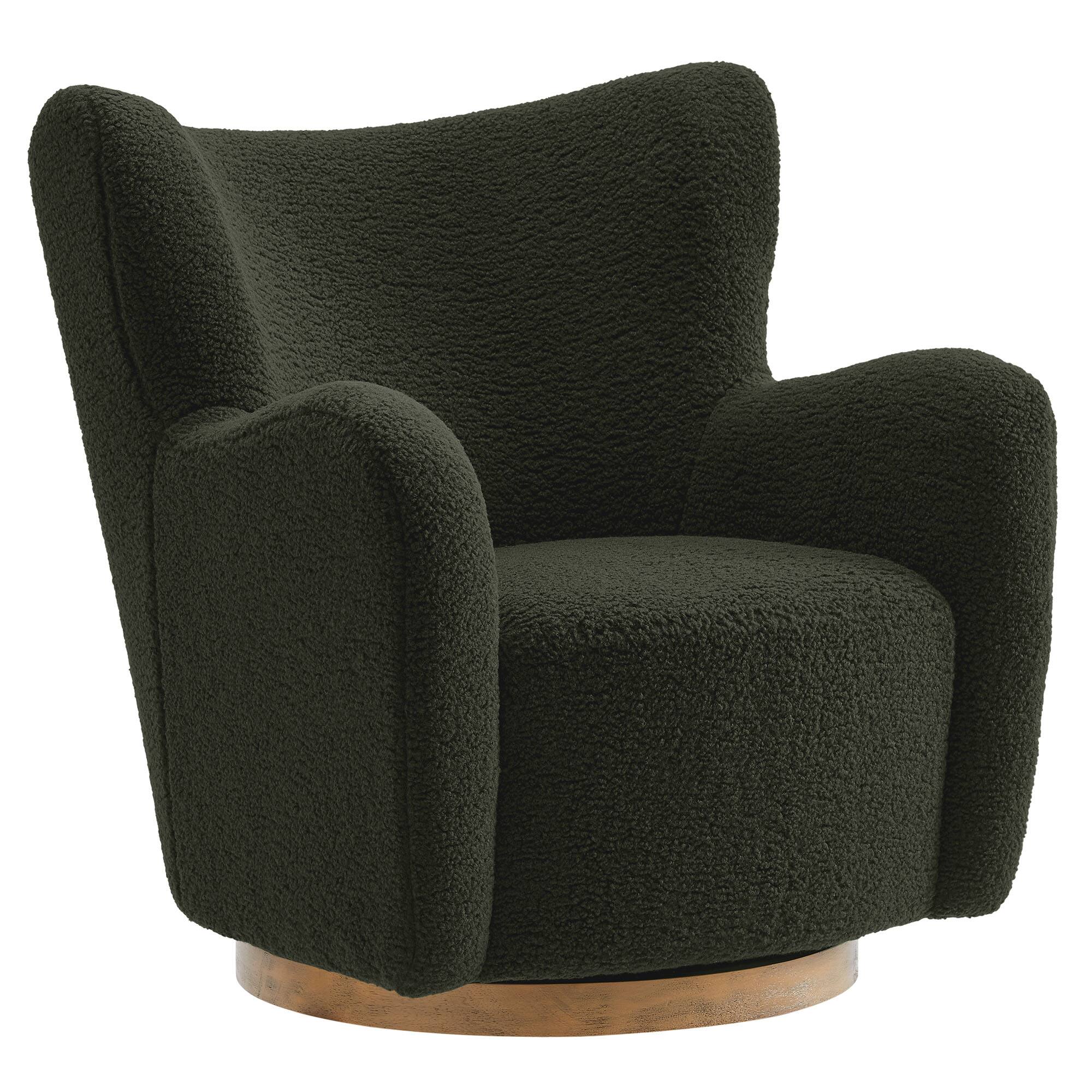 Angle. Modway - Montrose Wingback Sherpa Swivel Accent Chair by Modway - Fern Walnut.