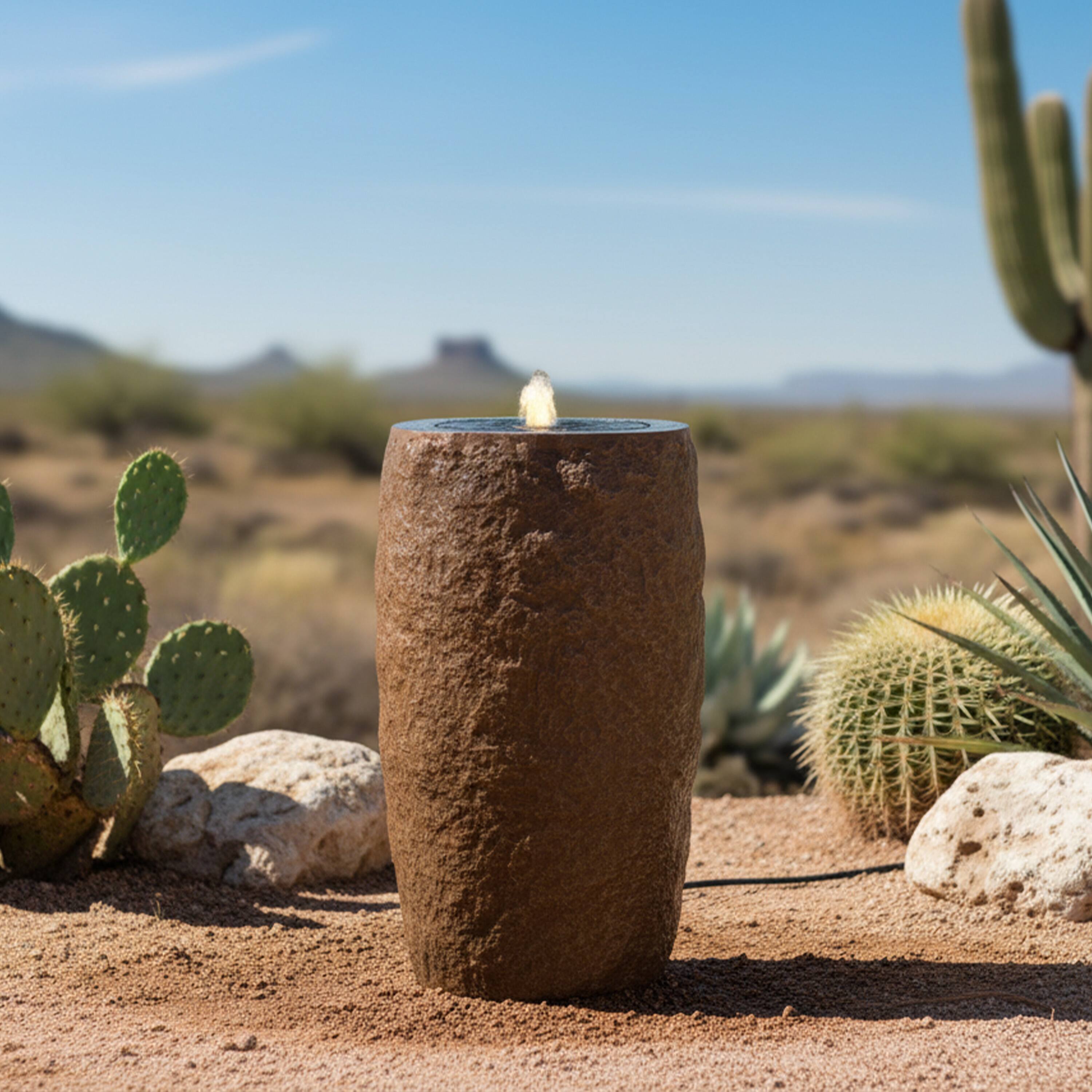 Alt View 7. Sunnydaze - Cylinder Polystone Outdoor Bubble Fountain - Brown.