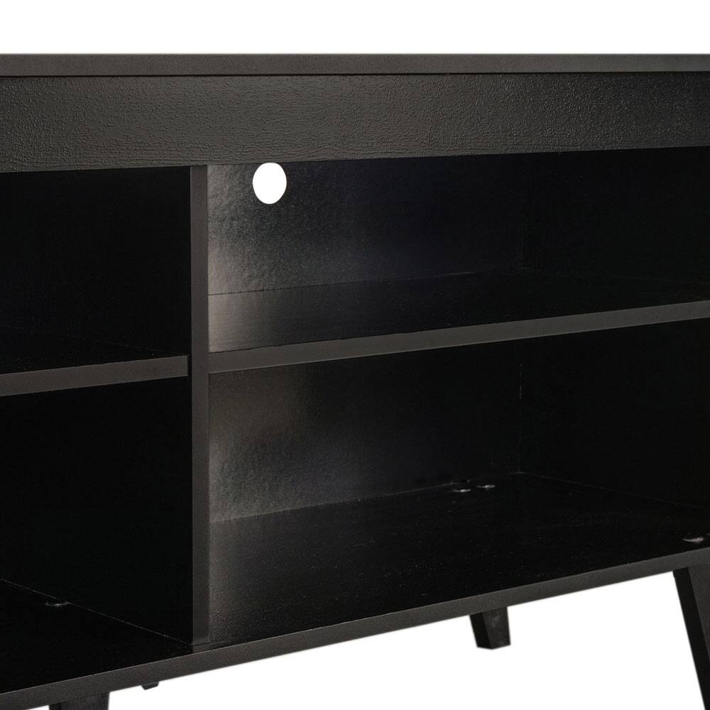 Alt View 1. Madesa - Madesa TV Stand with 4 Open Shelves and Cable Management 53"L Media Storage Living Room and Bedroom - Black - Black.