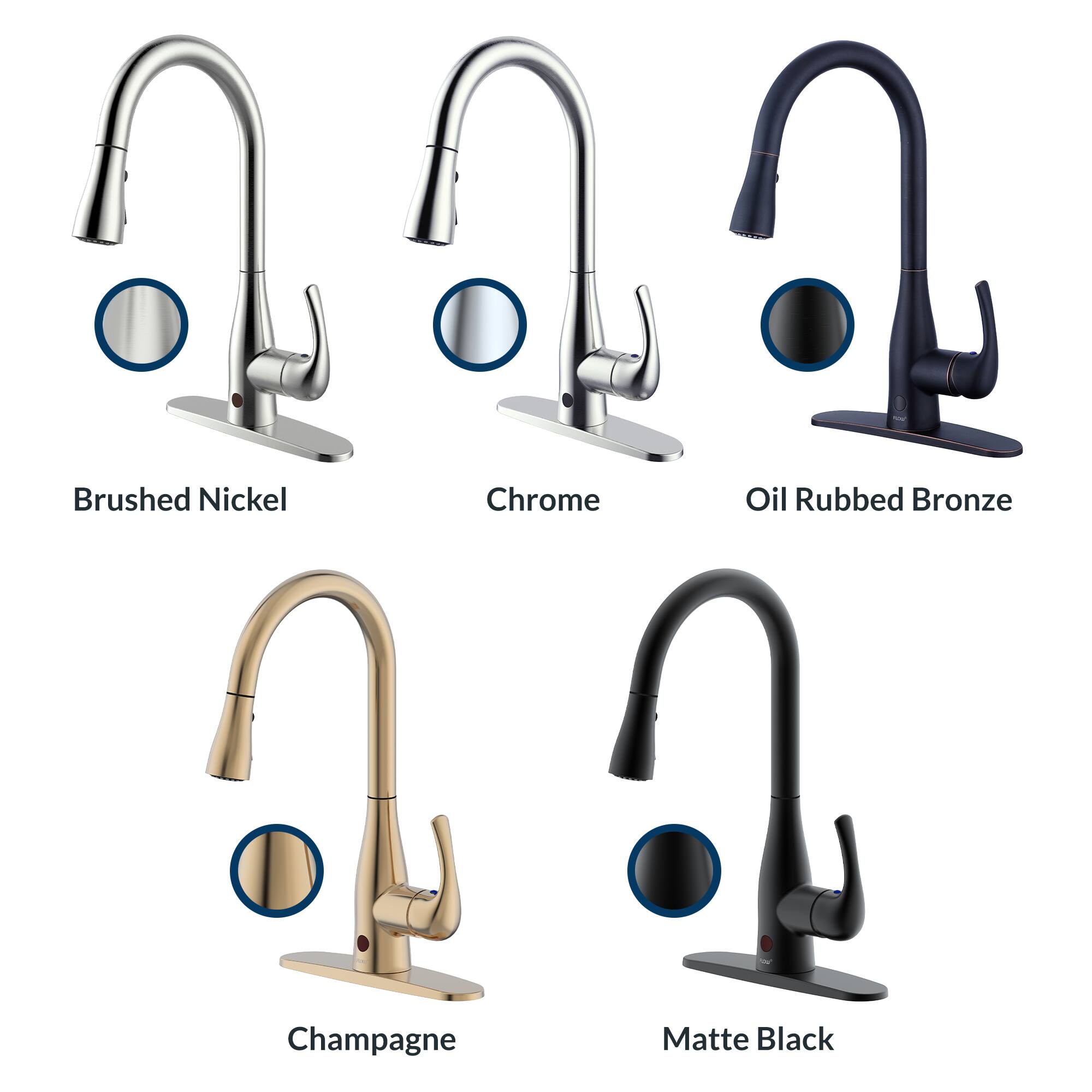 Brushed Nickel  
Chrome  
Oil Rubbed Bronze  
Champagne  
Matte Black