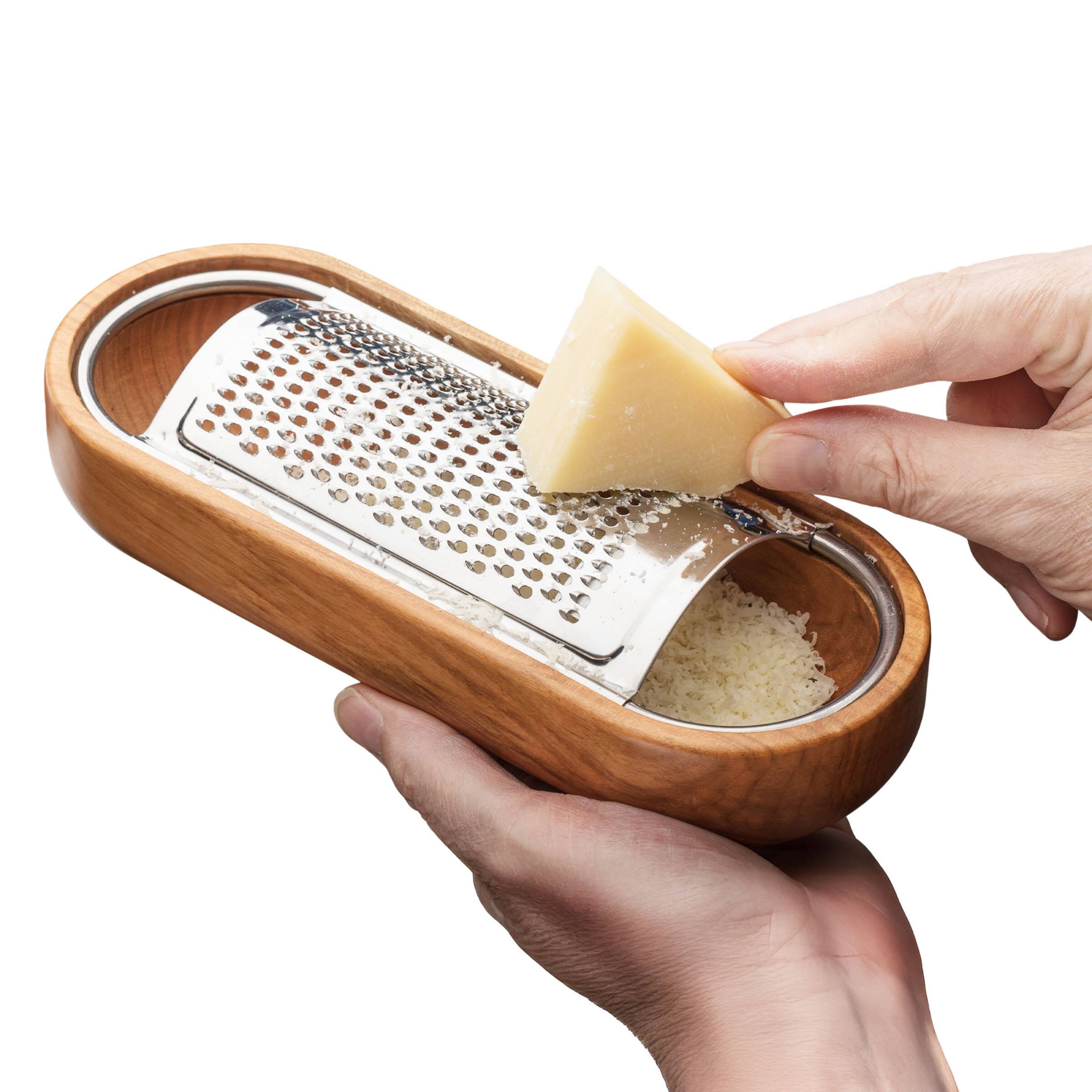 Alt View 4. Kings County Tools - Cheese Grater with Container - Silver and Brown.