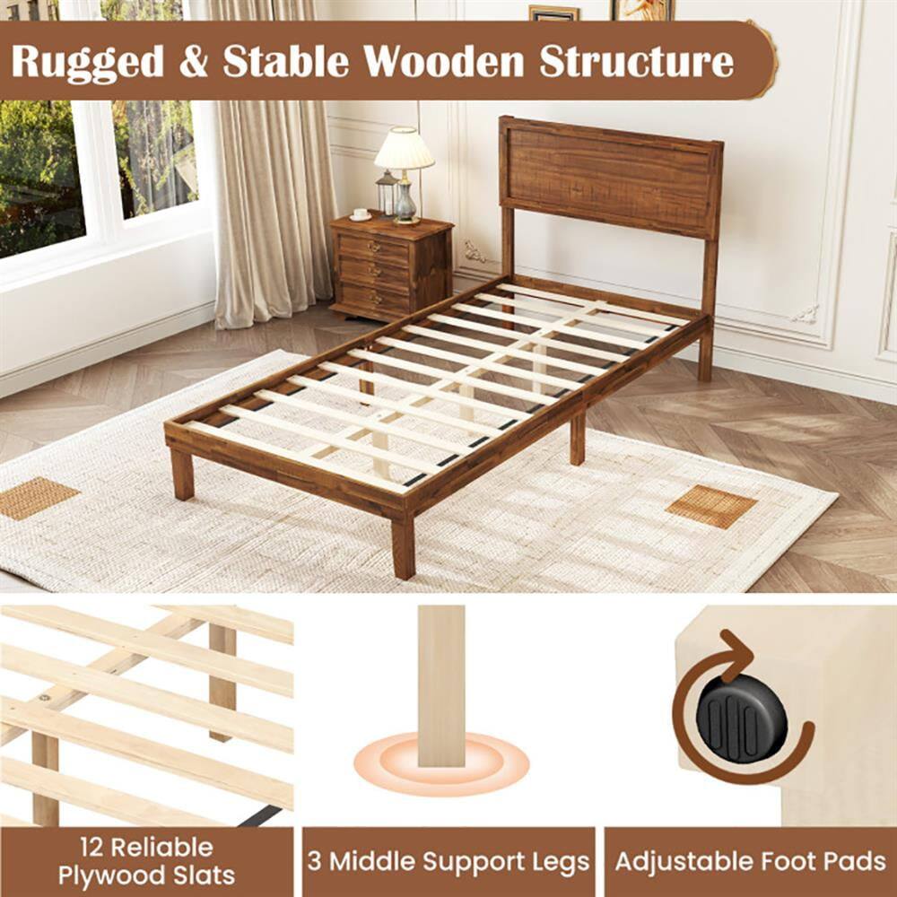Rugged & Stable Wooden Structure

12 Reliable Plywood Slats

3 Middle Support Legs

Adjustable Foot Pads