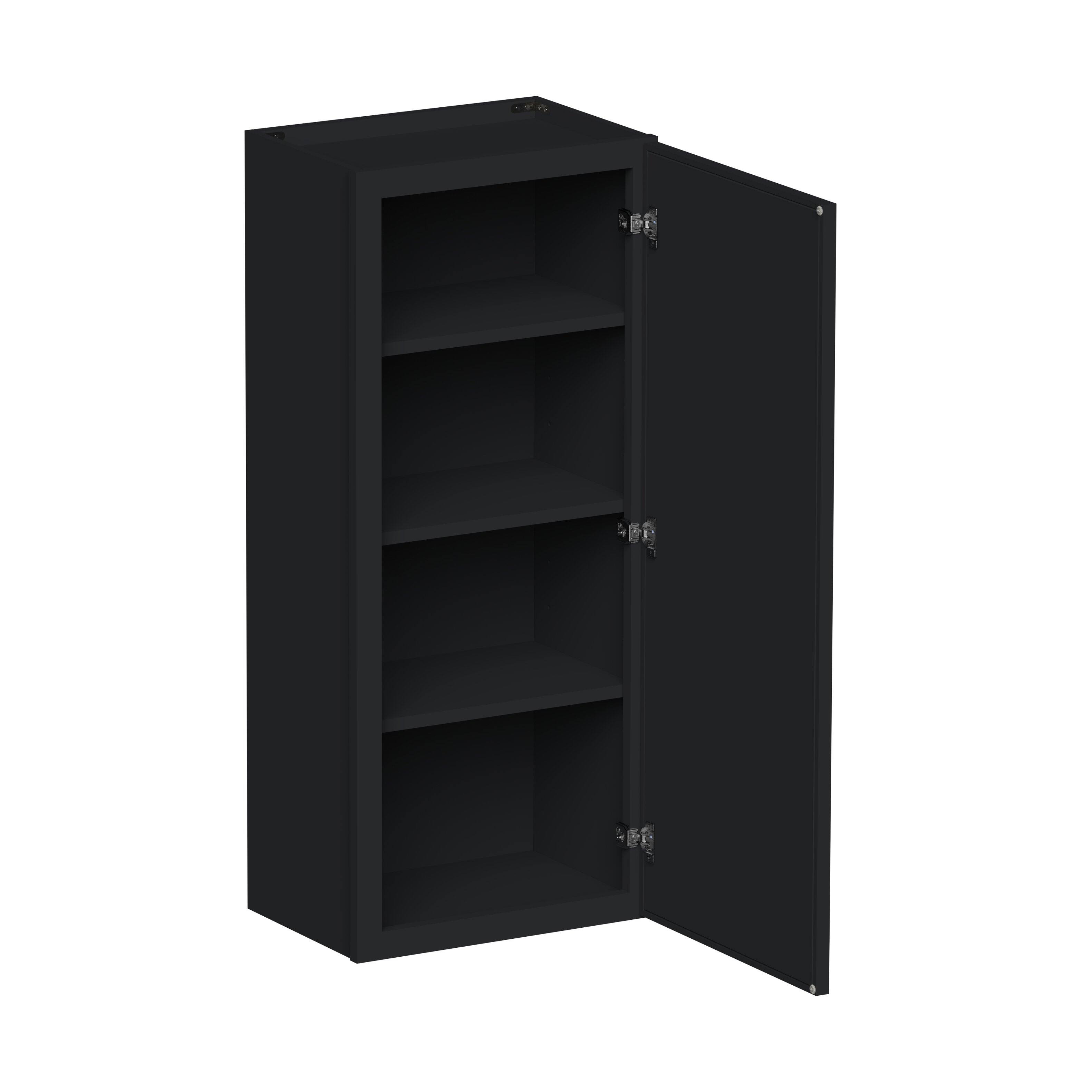 Angle. Boyel Living - 18-in W x 42-in H x 12-in D Shaker RTA Kitchen Wall Cabinet with Soft-Close - Black.