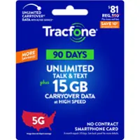 Tracfone - $81 Unlimited Talk and Text, 15GB of Data / 90 Days (Smartphone Only) [Digital] - Front_Zoom