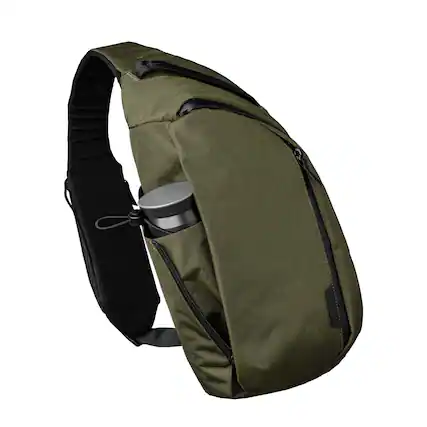 Front. ALPAKA - Crossbody Sling Bag 7.5L (Left Shoulder) for Men, Fits 11" Tablet, Phone Sleeve, Bottle Pocket, Luggage Pass-Through - Olive Green X-Pac X42.