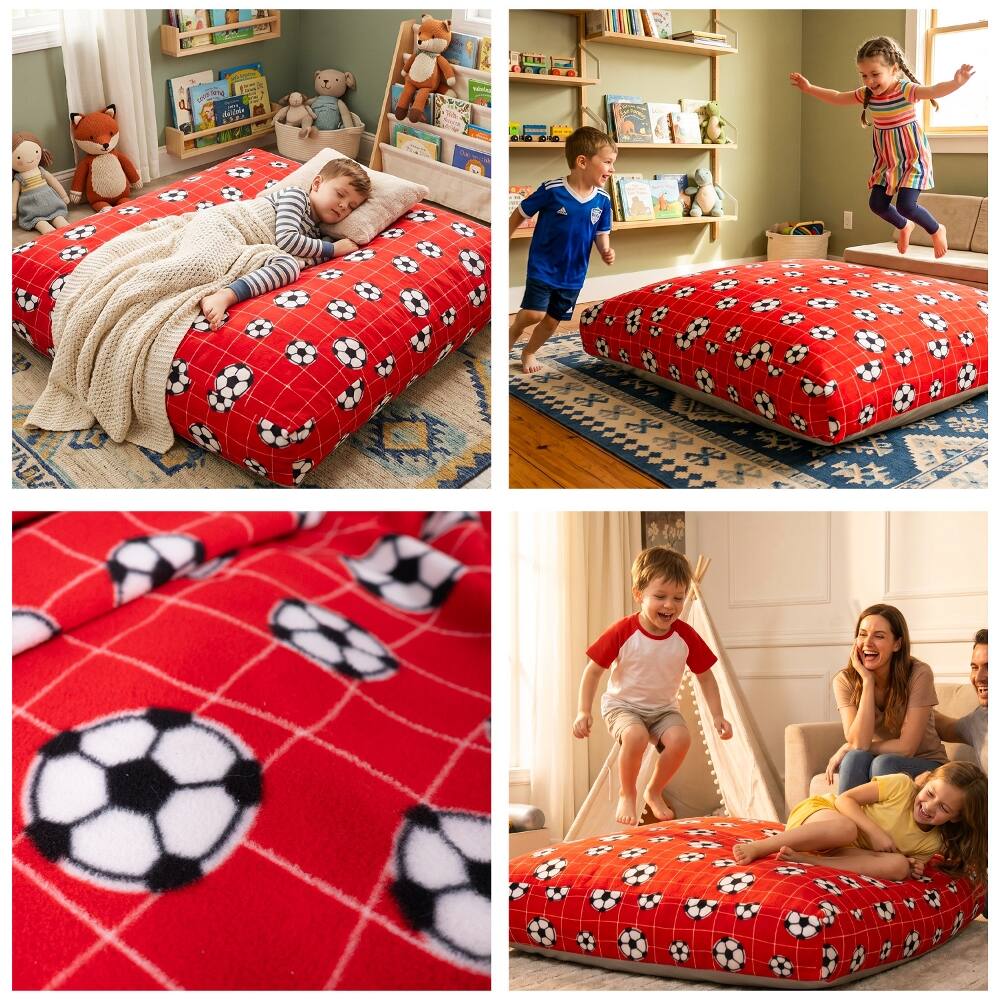 Alt View 3. Loheer - Loheer 48x72 inch Sensory Crash Pad for Kids and Adults Red Fleece Landing Mat - Red.