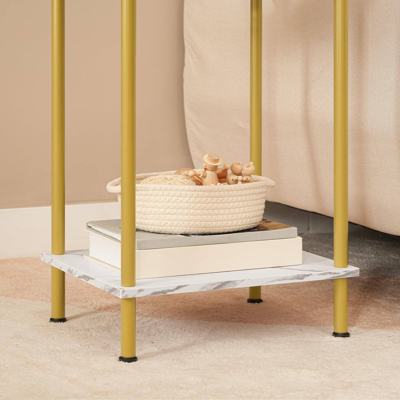 Alt View 5. Alchemy Casas - Side Table With Charging Station End Tables Usb Port And Outlet Nightstand 2 layer Storage Shelves For Small - White 1.