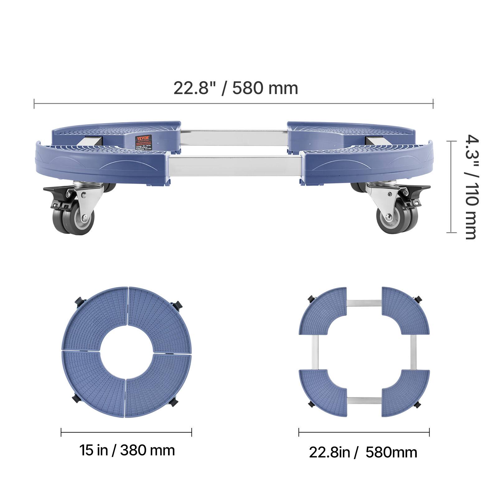 22.8" / 580 mm  
4.3" / 110 mm  
15 in / 380 mm  
22.8 in / 580 mm