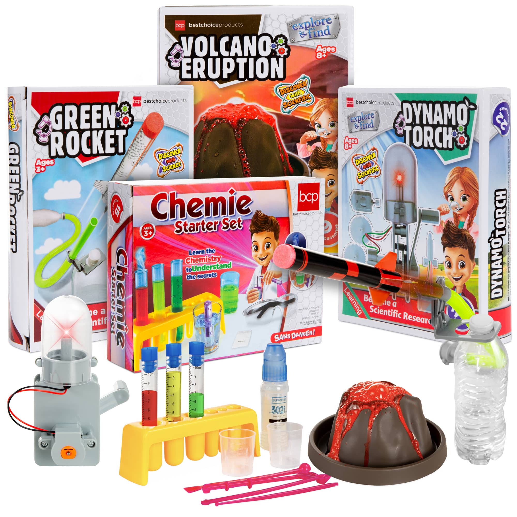 Best Choice Products - 4-in-1 Science Project Kit, STEM & STEAM DIY Lab Experiments for Kids - Multicolor