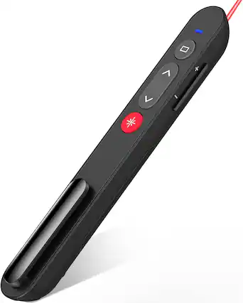 Front. Core Tech - Wireless Presentation Remote with Laser Pointer – PowerPoint Clicker with Volume & Hyperlink Control for Mac, PC Laptop.